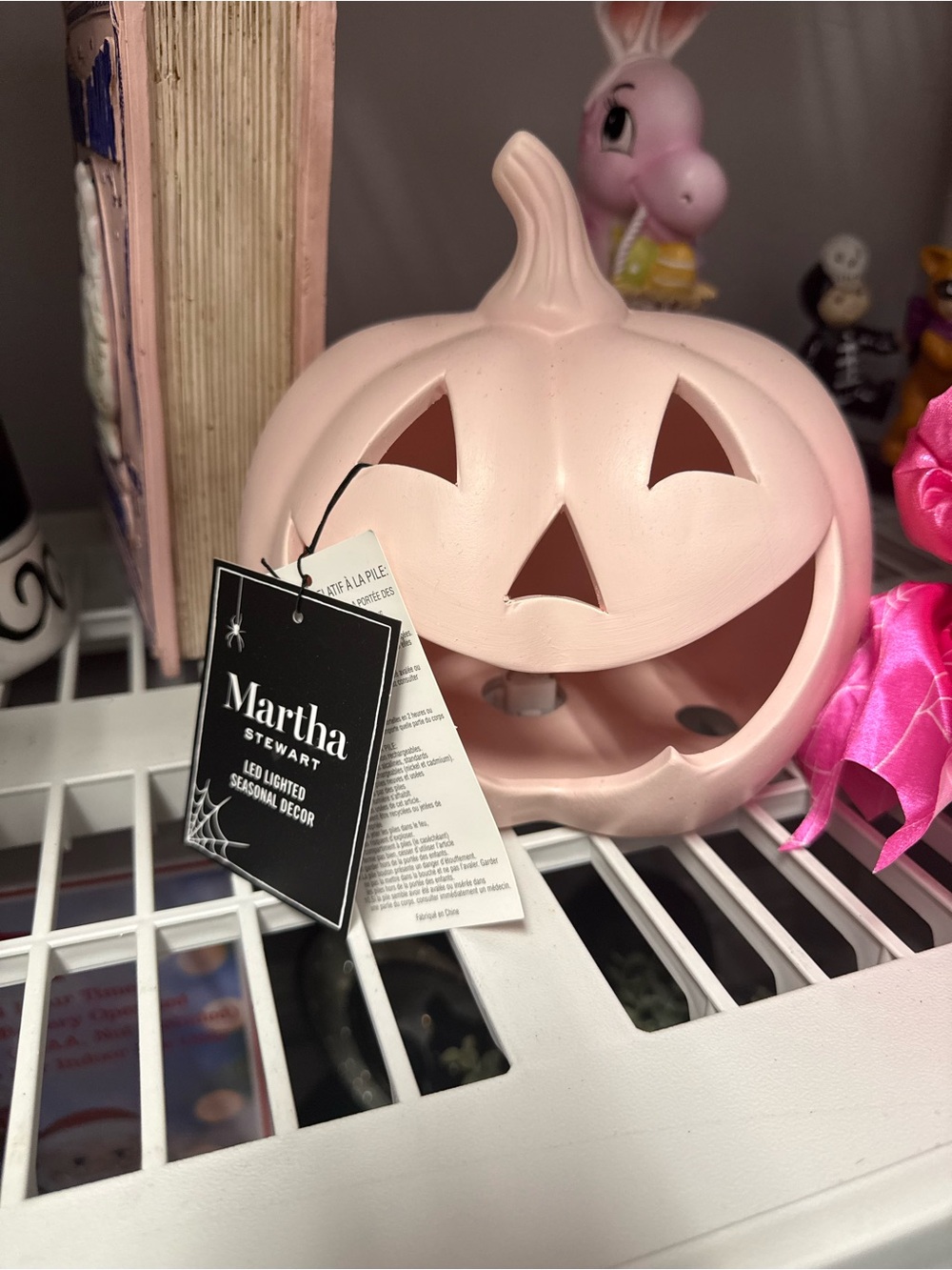 Martha Stewart Pink LED Lighted Pumpkin Seasonal Decor